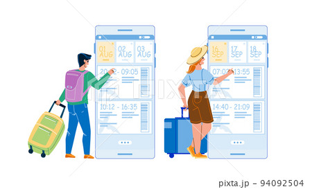 Flight Booking Online Phone Application Vector Flight Booking Online Phone Application Vector 94092504
