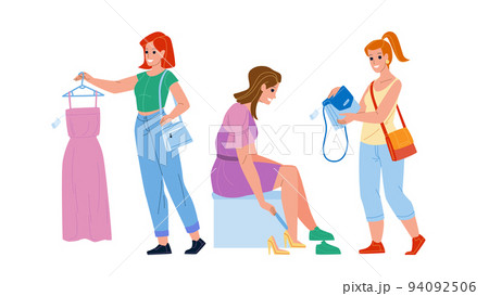 Female Shopping Occupation In Clothes Store Vector 94092506