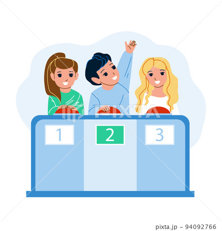 Kids Quiz Playing Intelligent Boy And Girl Vector 94092766