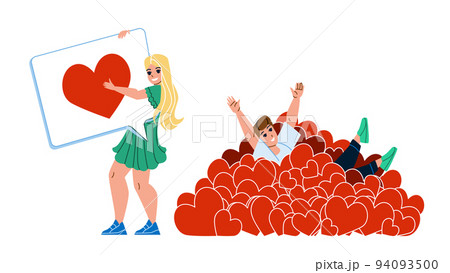 Girl And Boy Like Addiction In Social Media Vector 94093500