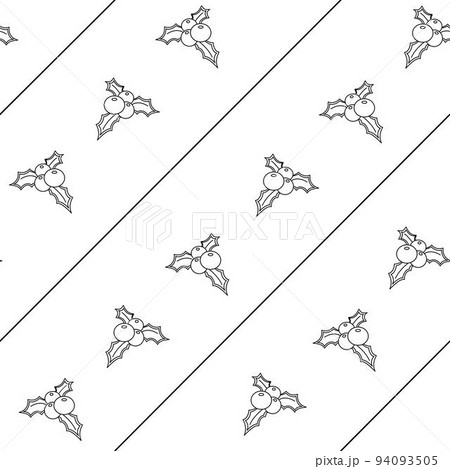 Vector hand drawn seamless pattern. Christmas, winter doodle elements. Isolated on white background. Trees, wreaths, presents, sweets, gingerbread. For background, print, textile, fabrics, gift bags 94093505