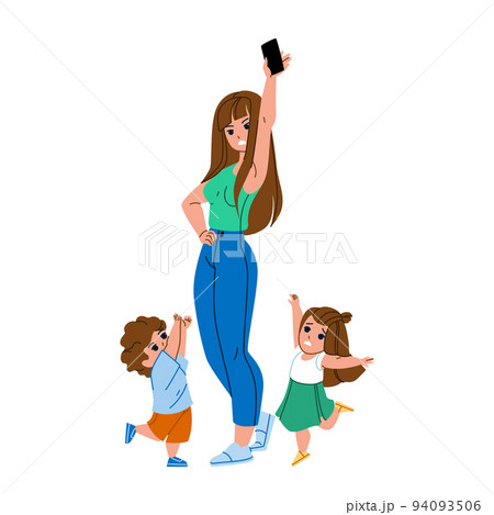 Children Gadget Addiction Modern Problem Vector 94093506