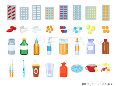 Flu icons set cartoon vector. Sick influenza. Asian sickness 94093631
