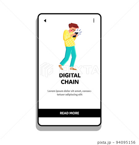 Digital Chain And Technology Addiction Vector 94095156
