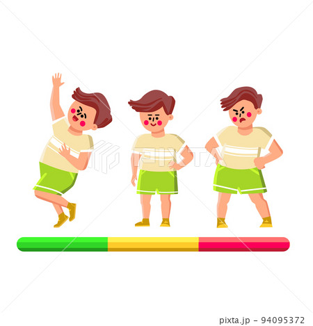 Boy Mood Laughing, Smiling And Offended Cry Vector 94095372