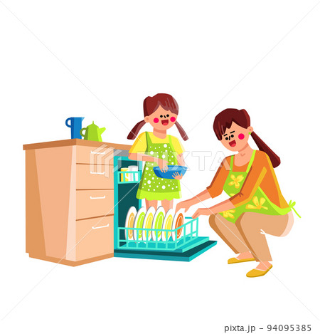 Dishwasher Kitchen Equipment For Wash Plate Vector Dishwasher Kitchen Equipment For Wash Plate Vector 94095385