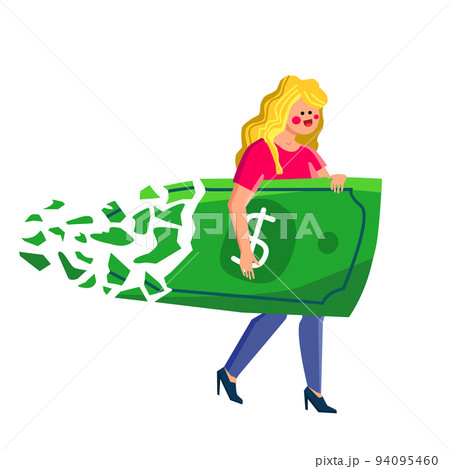Inflation Dollar Bill Sprayed In Woman Hand Vector 94095460