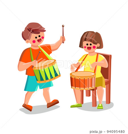 Drum Class Studying Children Music Rhythm Vector 94095480