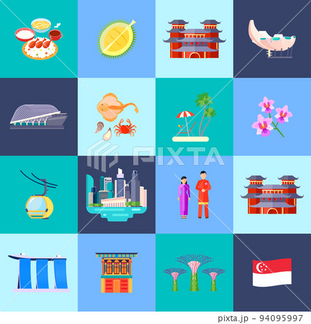 Singapore Culture Flat Icon Set 94095997