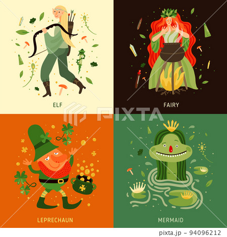 Forest Fairy Tale Characters Concept Icons Set 94096212