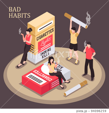 Smoking Addiction Isometric Composition 94096259
