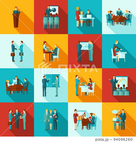 Business Training Icons Flat Set 94096260