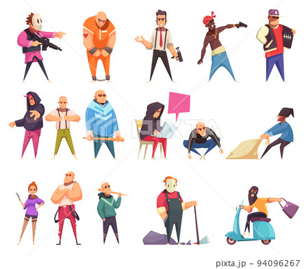 Flat Criminal Characters Set Flat Criminal Characters Set 94096267