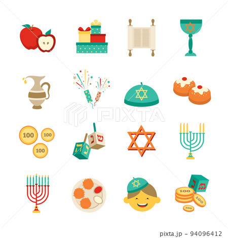 Symbols Of Hanukkah Icons Set Symbols Of Hanukkah Icons Set 94096412