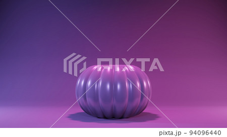3d render of low poly pumpkin in neon pink and blue color light  94096440