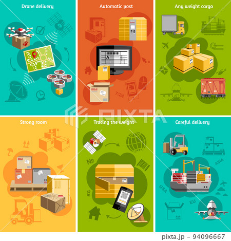 New logistics flat icons composition poster New logistics flat icons composition poster 94096667