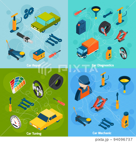 Car Repair And Tuning Isometric Icons 94096737