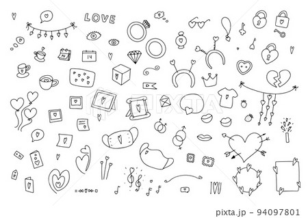 Doodle Valentine's Day set 94097801