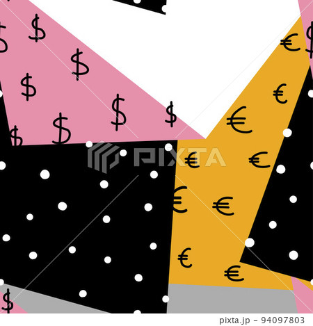 Seamless pattern with euro and dollar symbol 94097803