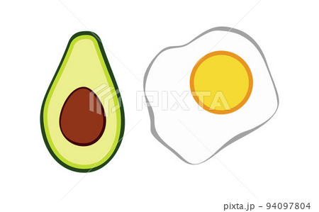 Vector illustration with half avocado and eggs 94097804