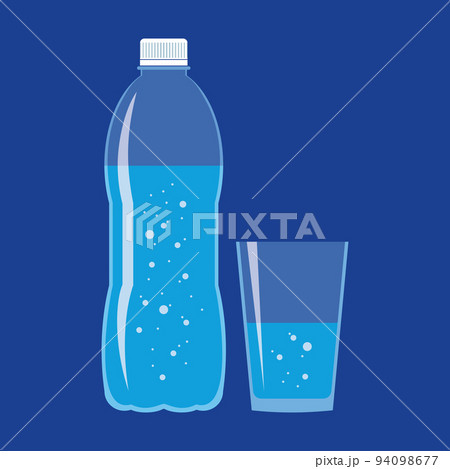 Plastic Bottle And Glass Of Water Flat Iconのイラスト素材