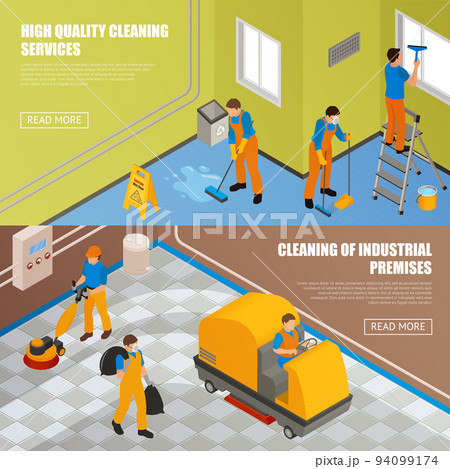Isometric Industrial Cleaning Banner Set 94099174