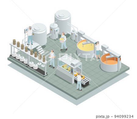 Cheese Production Factory Isometric Composition 94099234