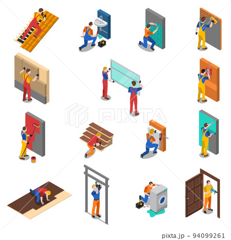 Home Repair Worker People Icon Set Home Repair Worker People Icon Set 94099261
