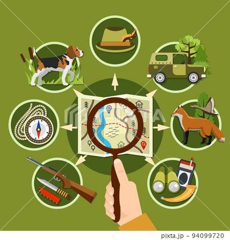 Professional Hunter And Equipment Concept Professional Hunter And Equipment Concept 94099720