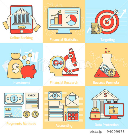 Financial concepts set flat line 94099973