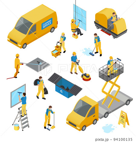 Isometric Industrial Cleaning Icon Set 94100135