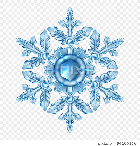 Realistic Snowflake Transparent Composition 94100156