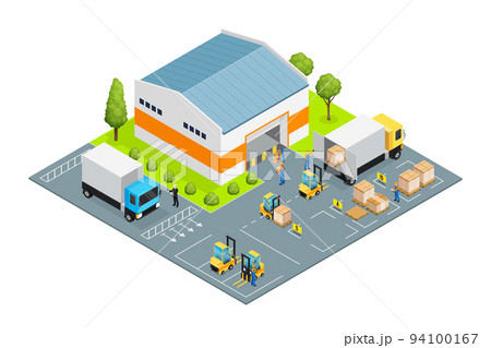 Warehouse Outside View Isometric Illustration Warehouse Outside View Isometric Illustration 94100167