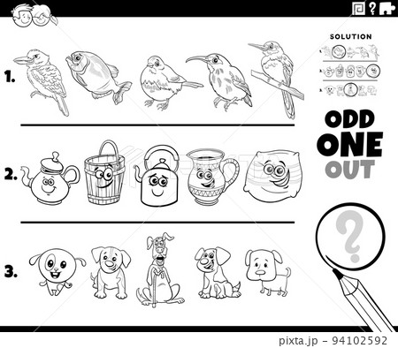 odd one out puzzle with cartoon characters...のイラスト素材 [94102592] - PIXTA