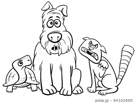 cartoon dog character with cat and tortoise coloring page cartoon dog character with cat and tortoise coloring page 94102600