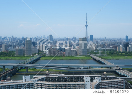 東京都江戸川区 タワーホール船堀展望室から見る東京都の街並み 東京都江戸川区 タワーホール船堀展望室から見る東京都の街並み 94104570