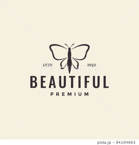 hipster butterfly vintage logo design 94104663