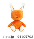 Cute plush orange squirrel isolated on white background. Soft toy for children. Toy forest animal. 94105708