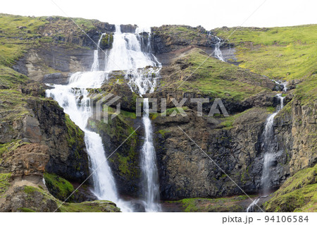 Rjukandafoss waterfall close up, Iceland highlands landmark 94106584