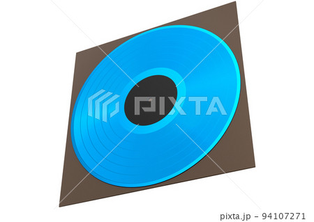Black vinyl LP record with cover isolated on white background. 94107271