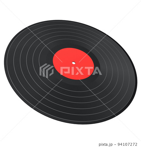 Black vinyl LP record with label isolated on white background. 94107272