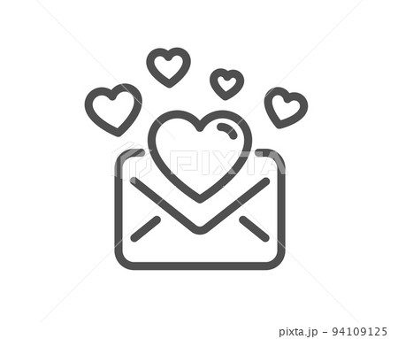 Love Mail line icon. Valentines Message correspondence sign. E-mail symbol. Quality design element. Linear style love Mail icon. Editable stroke. Vector 94109125