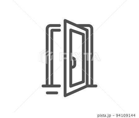 Open door line icon. Entrance doorway sign. Building entry symbol. Quality design element. Linear style open door icon. Editable stroke. Vector 94109144