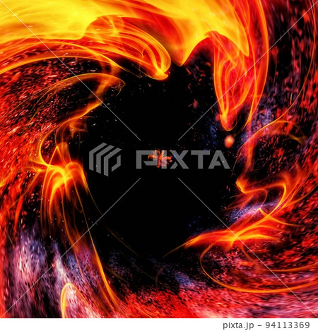 黒背景に渦巻く火 94113369