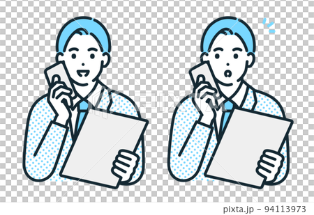 A man talking on a smartphone. Illustration material of a businessman. A man talking on a smartphone. Illustration material of a businessman. 94113973