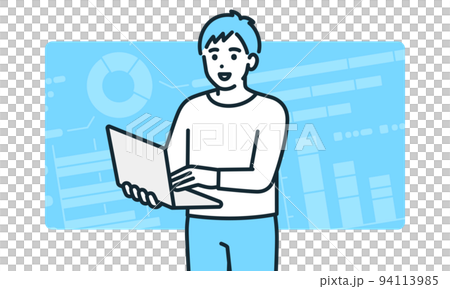 Engineer writing code. Illustration material of a man who does office work. 94113985