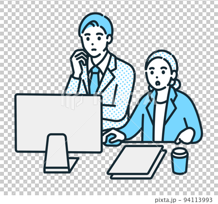 Business person confirming the problem. Illustration material of men and women to consult. 94113993