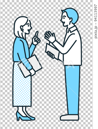 Men and women exchanging opinions with each other in the office. Illustration material of a business person. Men and women exchanging opinions with each other in the office. Illustration material of a business person. 94113997