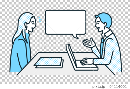 A business negotiation scene of a businessman who sincerely responds to a customer. Vector illustration material. 94114001