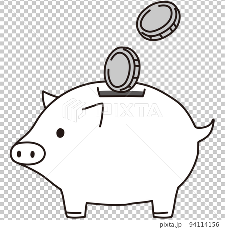 piggy bank clip art black and white